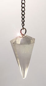 A clear quartz pendulum